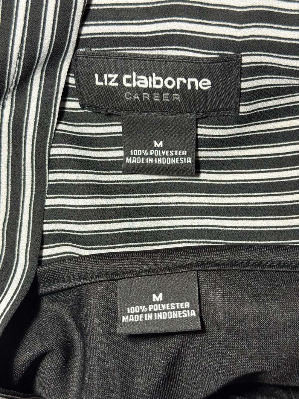 Liz Claiborne Career Striped Sleeveless Surplice Wrap Top with Camisole, Size M - Picture 4 of 5